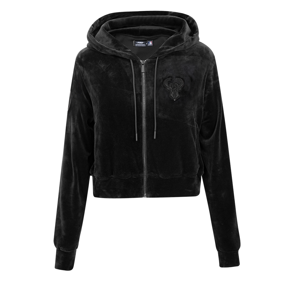 Pro Standard Women's Milwaukee Bucks Triple Black Velour FZ PO Jacket